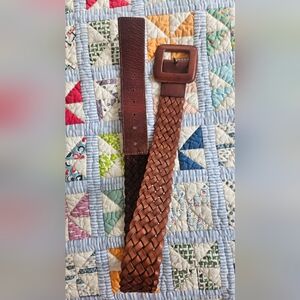 Banana Republic XS Thick Braided Leather Belt With Square Buckle